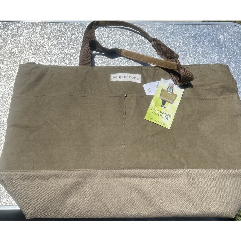Keep Cool XL Insulated Grocery Cooler Tote Khaki Washable Travel Picnic Bag